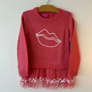 Betsey Johnson Pink Sweater with Lip Design